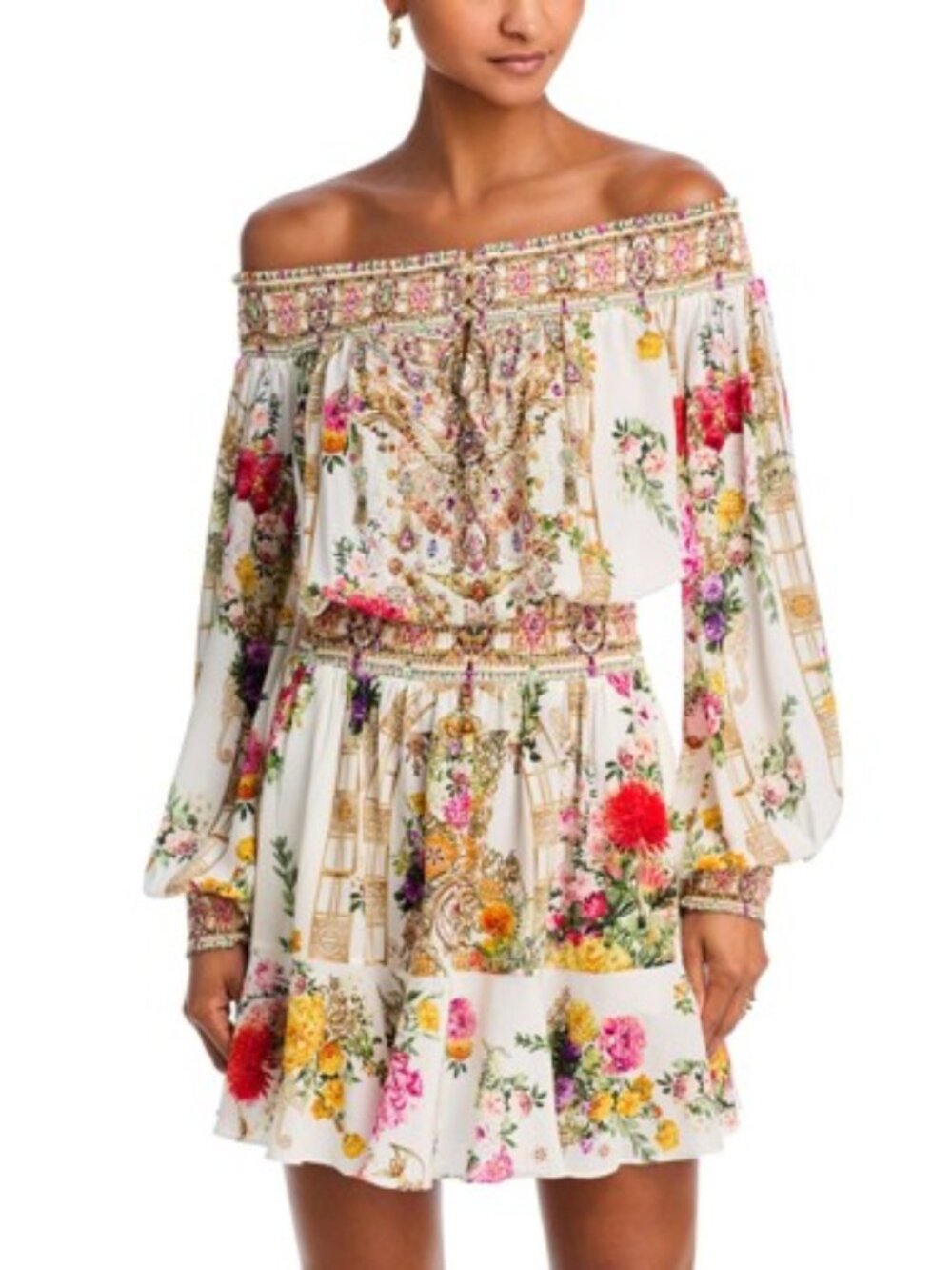 Camilla Egyptian Rose off the shoulder silk dress M NWT